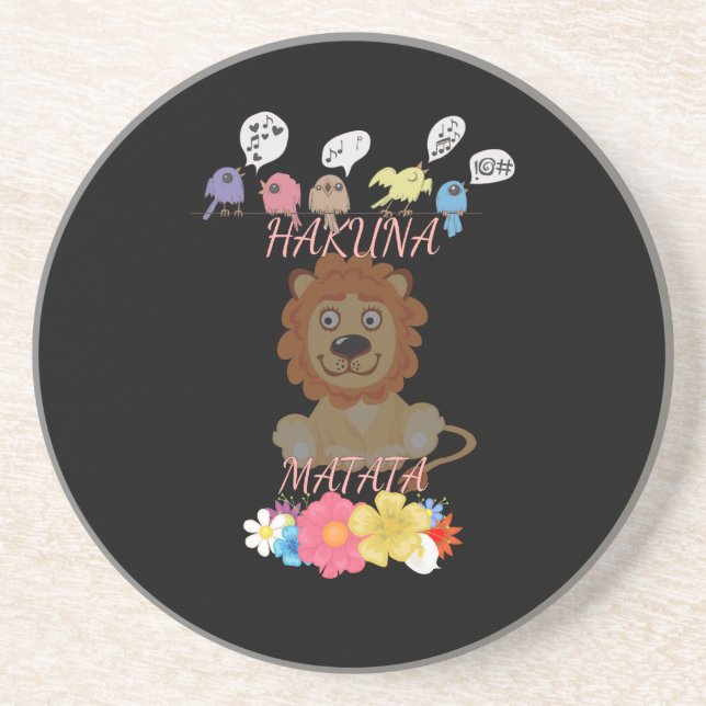 Charming "Flora and Fauna Hakuna Matata" Baby Lion Coaster (Front)