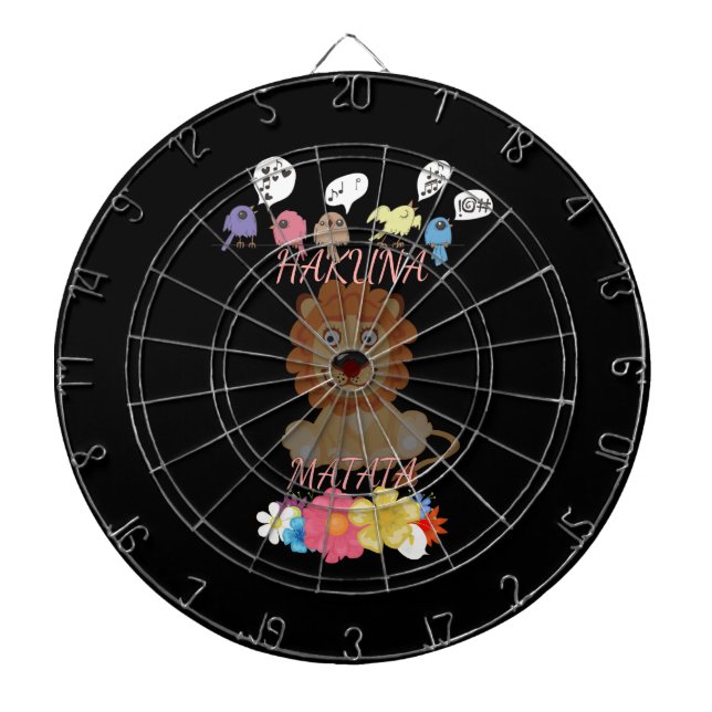 Charming "Flora and Fauna Hakuna Matata" Baby Lion Dartboard (Front)
