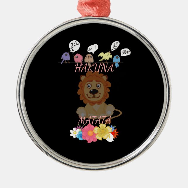 Charming "Flora and Fauna Hakuna Matata" Baby Lion Metal Tree Decoration (Front)