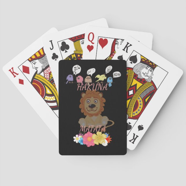 Charming "Flora and Fauna Hakuna Matata" Baby Lion Playing Cards (Back)