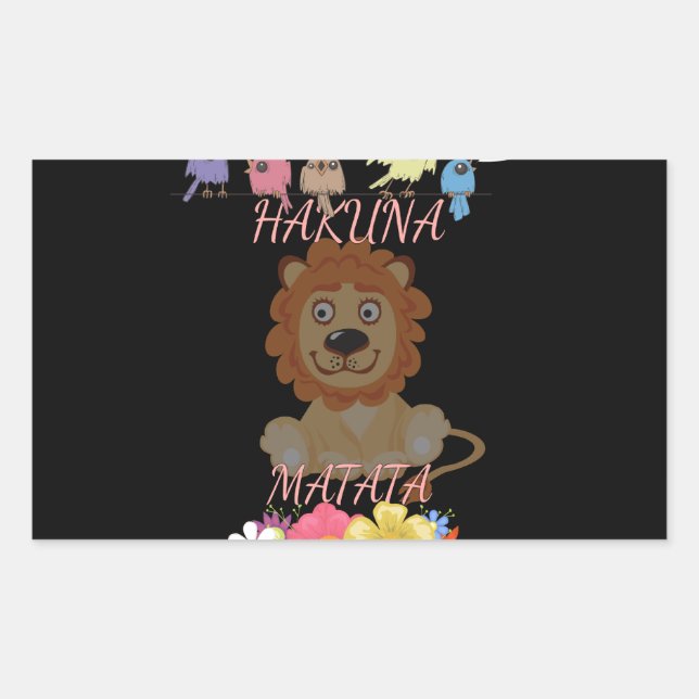 Charming "Flora and Fauna Hakuna Matata" Baby Lion Rectangular Sticker (Front)