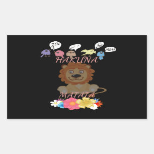 Charming "Flora and Fauna Hakuna Matata" Baby Lion Rectangular Sticker