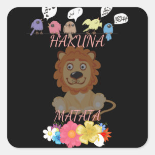 Charming "Flora and Fauna Hakuna Matata" Baby Lion Square Sticker