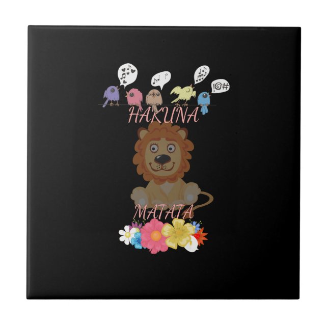 Charming "Flora and Fauna Hakuna Matata" Baby Lion Tile (Front)