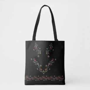 Charming Floral Embroidery Borde Tote Bag