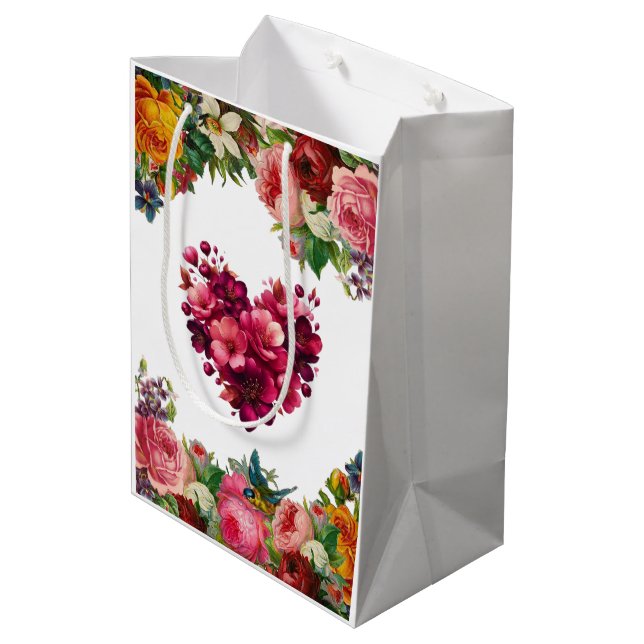 Charming Floral Glossy Gift Bag - Medium (Back Angled)