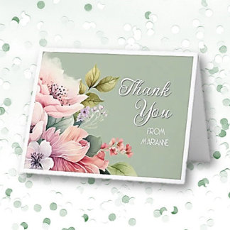 Charming Floral Personalised Thank You Card