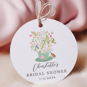 Charming Floral Tea Bridal Shower Favour Gift Tag
