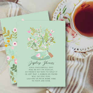 Charming Floral Tea Display Shower Enclosure Card
