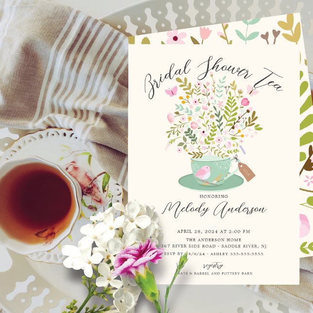 Charming Floral Tea Party Bridal Shower Invitation (Creator Uploaded)