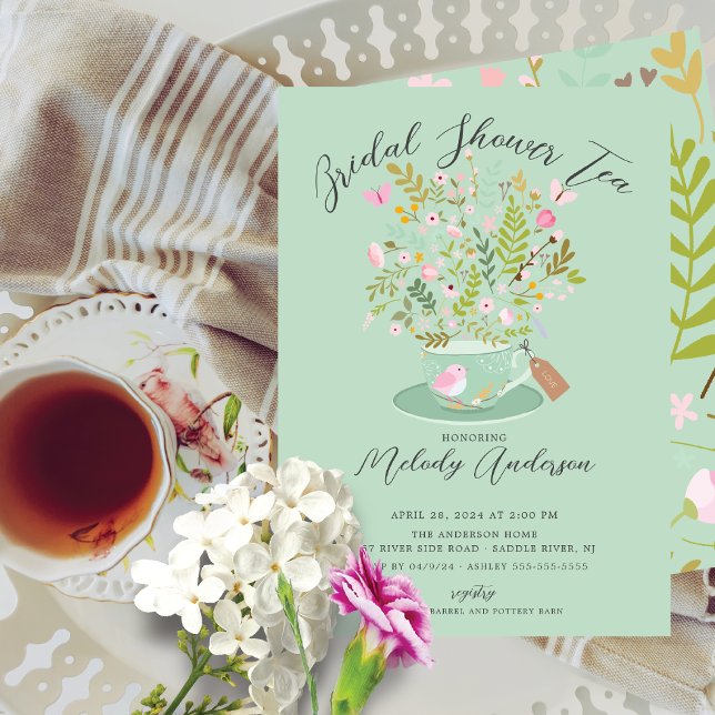 Charming Floral Tea Party Bridal Shower Invitation (Creator Uploaded)