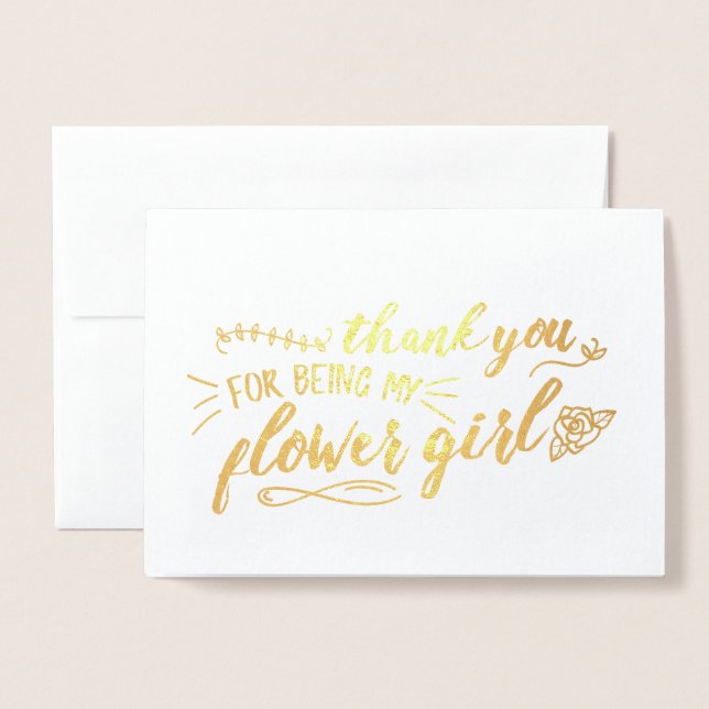 Charming Flower Girl Thank You Foil Card (Front With Envelope)