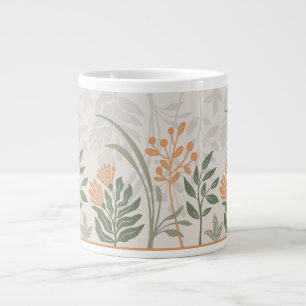 Charming Folk Botanical Green and Orange Large Coffee Mug