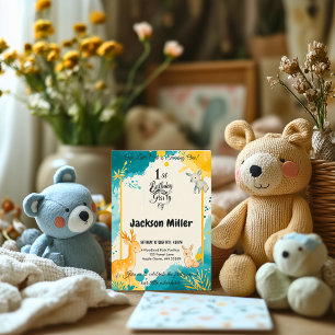 Charming Forest Animal 1st Birthday Invitation