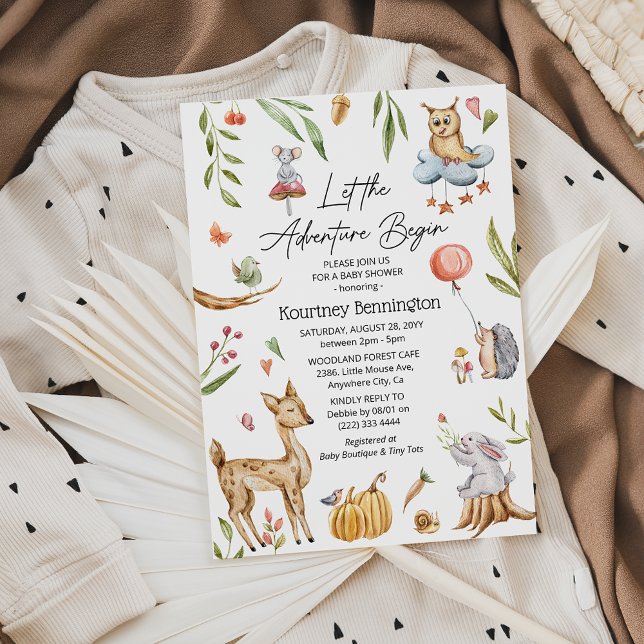 Charming Forest Animals Neutral Baby Shower Invita Invitation (Creator Uploaded)