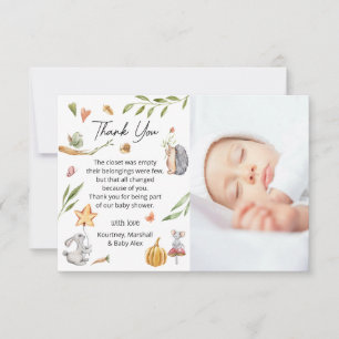 Charming Forest Animals Neutral Baby Shower  Thank You Card