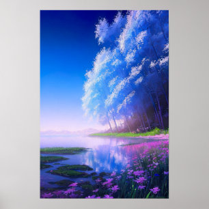 Charming Forest by the Peaceful Shore Poster