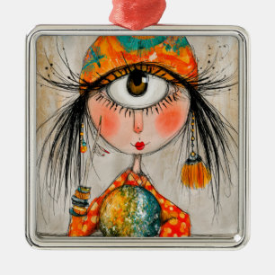 Charming Fortune Teller Cyclops Metal Tree Decoration
