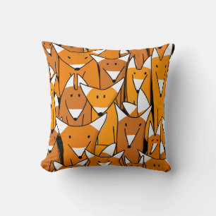 Charming Fox Family: Playful Animal Pattern Cushion