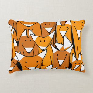 Charming Fox Family: Playful Animal Pattern Decorative Cushion