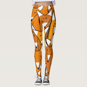 Charming Fox Family: Playful Animal Pattern Leggings