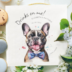 Charming French Bulldog Waiter Watercolor Napkin