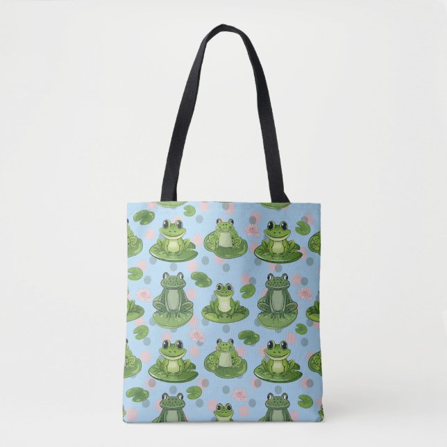 Charming Frog and Toad Pond Party Tote Bag (Front)