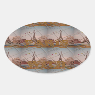  Charming From Paris With Love J'aime Paris Design Oval Sticker