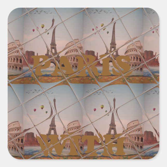  Charming From Paris With Love J'aime Paris Design Square Sticker (Front)