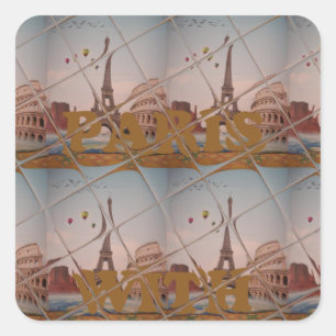  Charming From Paris With Love J'aime Paris Design Square Sticker