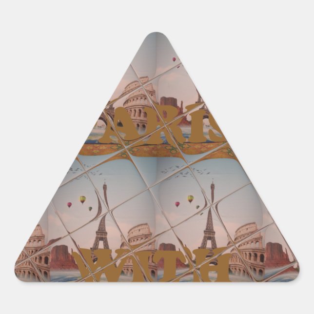  Charming From Paris With Love J'aime Paris Design Triangle Sticker (Front)