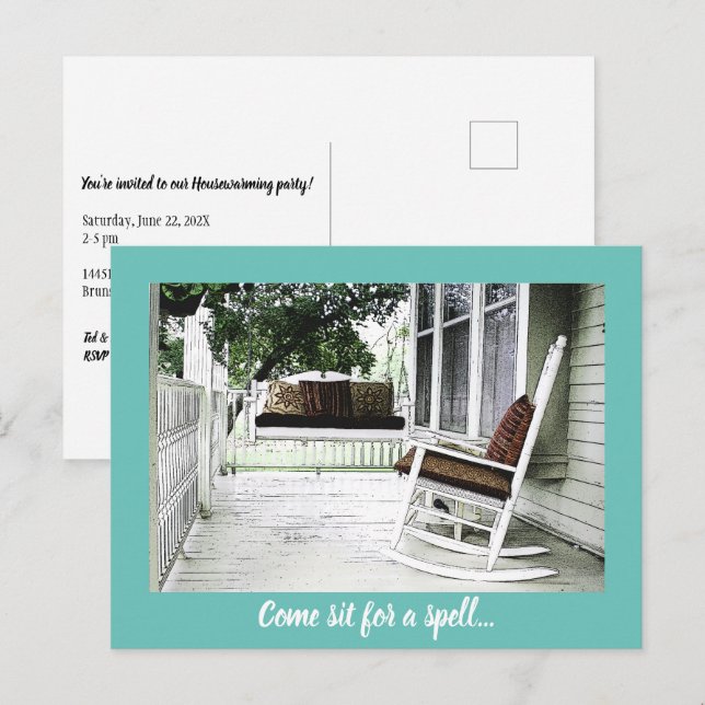 Charming Front Porch Customisable Housewarming  Postcard (Front/Back)
