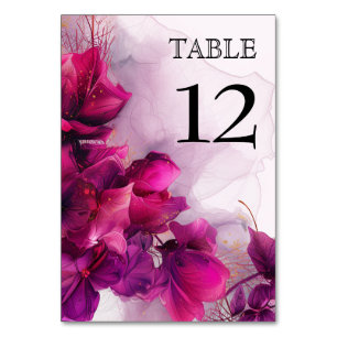💍Charming Fuchsia Enchantment: Watercolor  Table Number