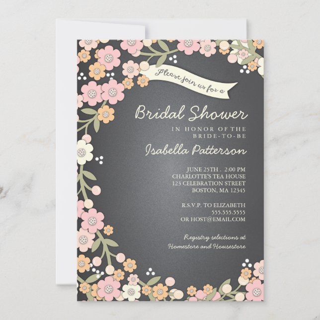 Charming Garden Floral Wreath Bridal Shower Invitation (Front)