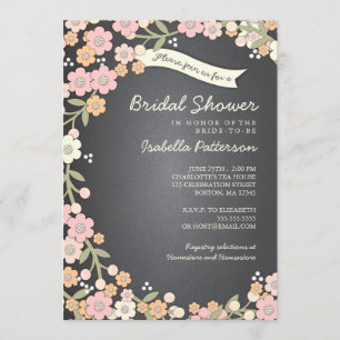 Charming Garden Floral Wreath Bridal Shower Invitation
