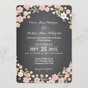 Charming Garden Floral Wreath II Wedding Invitation