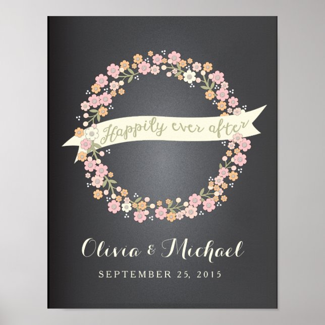 Charming Garden Floral Wreath II Wedding Poster (Front)