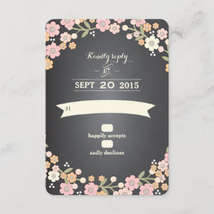 Charming Garden Floral Wreath II Wedding RSVP Card