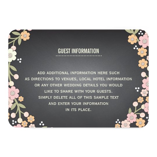 Charming Garden Floral Wreath Wedding Info Card
