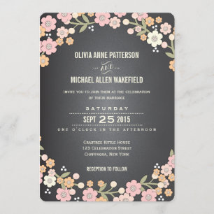Charming Garden Floral Wreath Wedding Invitation