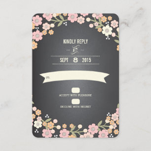 Charming Garden Floral Wreath Wedding RSVP Card