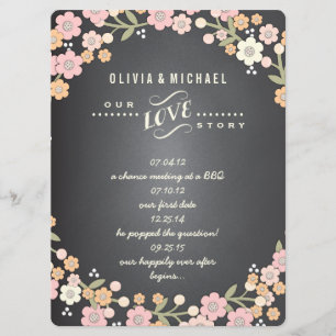 Charming Garden Floral Wreath Wedding Story Card