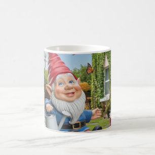 Charming Garden Gnome with Watering Can Coffee Mug