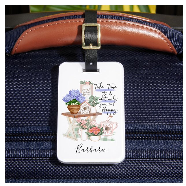 Charming Gardener Floral First Name  Luggage Tag (Creator Uploaded)