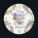 Charming Gardener Floral First Name Round Clock<br><div class="desc">This sings out feelings of peace and serenity - with lovely colours and the ability to personalise the first name. It is always important to take time out to do the things that bring us joy. Any design questions just send a chat or an email to charmdesignstudio@rcn.com and we’ll be...</div>