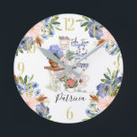 Charming Gardener Floral First Name Round Clock<br><div class="desc">This sings out feelings of peace and serenity - with lovely colours and the ability to personalise the first name. It is always important to take time out to do the things that bring us joy. Any design questions just send a chat or an email to charmdesignstudio@rcn.com and we’ll be...</div>