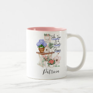 Charming Gardener Floral First Name Two-Tone Coffee Mug