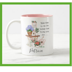 Charming Gardener Floral First Name Two-Tone Coffee Mug