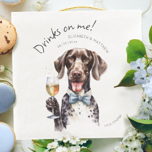 Charming German Shorthaired Pointer Watercolor Bar Napkin