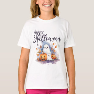 Charming Ghost Pumpkin Spider Halloween T-Shirt